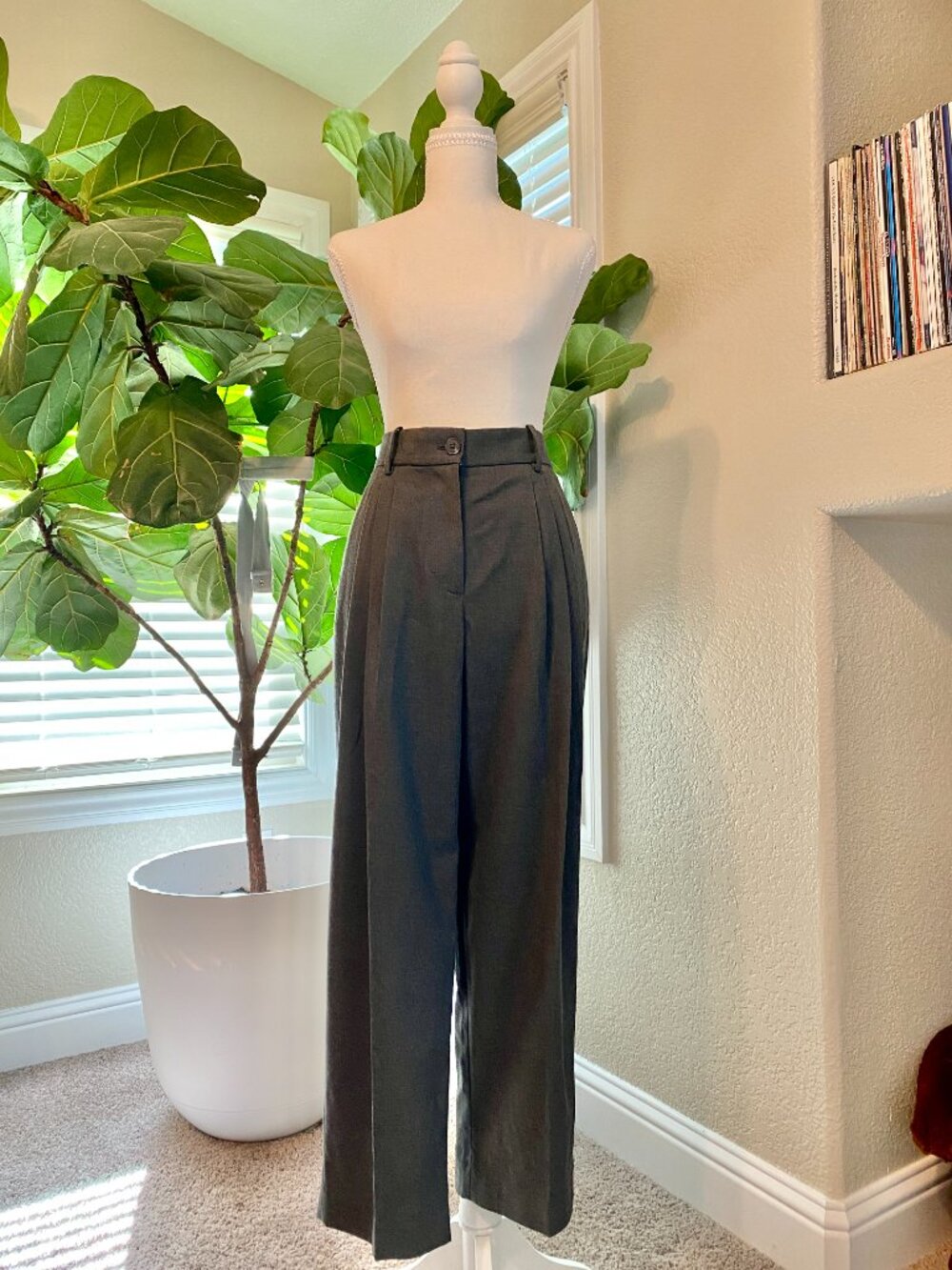 💼 Magaschoni Heather Grey Wide Leg Trousers Size 6 NWT | Quiet Luxury Tailored